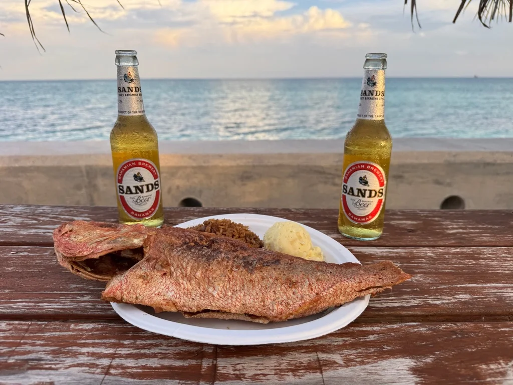Fresh local fish on the sand in Grand Bahama